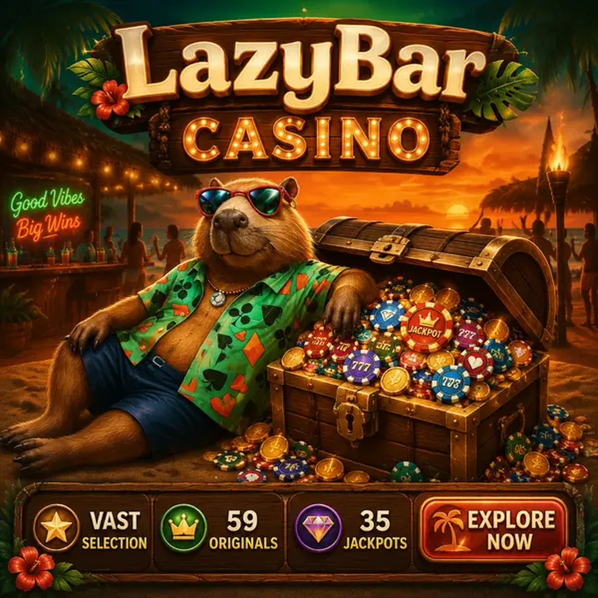 Riesige Spielauswahl erwartet Sie in der LazyBar Casino Games Schatztruhe